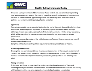Quality & Environmental Policy